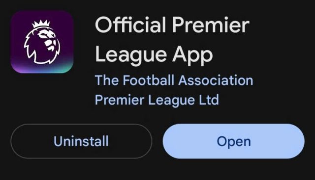 Truy cập ứng dụng Premier League