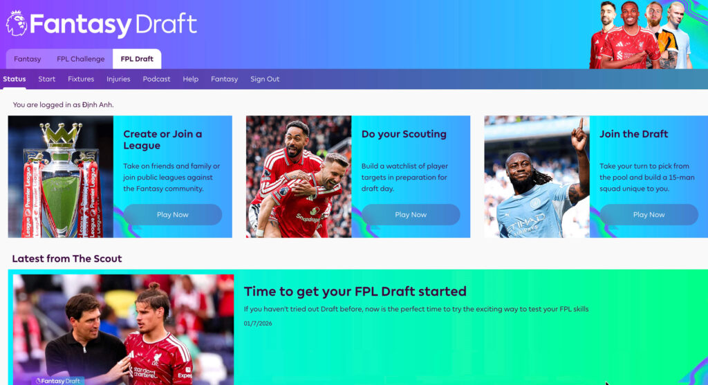 Cách chơi FPL Draft